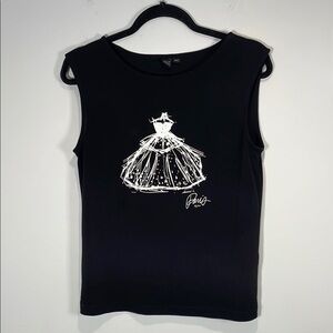 Simons Vintage Black Graphic Ballerina Tank Top